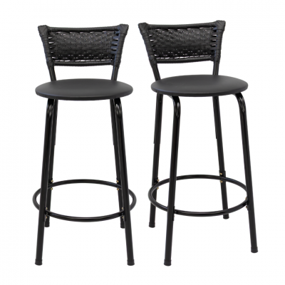Banqueta Cyber Estrutura Preta Junco Preto 60cm Toda Desmontada Kit 2 - Itagold
