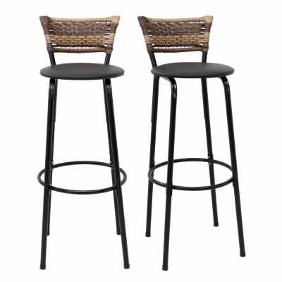 Banqueta Cyber Estrutura Preta Junco Cappuccino Alta 80cm Toda Desmontada Kit 2 - Itagold