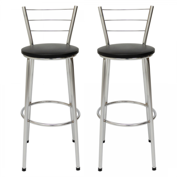 Kit 2 Banquetas Atlanta Estrutura Cromada Alta Montada 70cm - Itagold