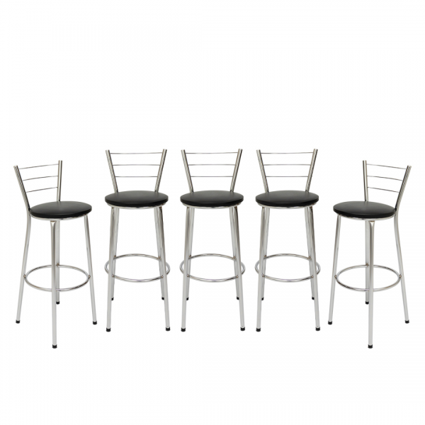 Kit 5 Banquetas Atlanta Estrutura Cromada Alta Montada 70cm - Itagold