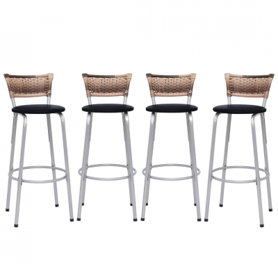 Banqueta Cyber Estrutura Prata Junco Cappuccino Alta 70 Toda Desmontada kit 4 - Itagold