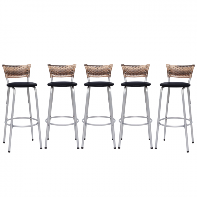Banqueta Cyber Estrutura Prata Junco Cappuccino Alta Toda Desmontada kit 5 - Itagold
