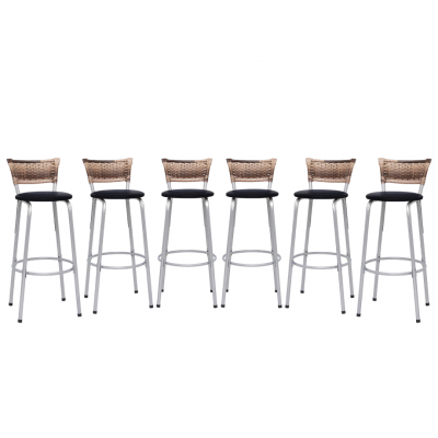 Banqueta Cyber Estrutura Prata Junco Cappuccino Alta Toda Desmontada kit 6 - Itagold