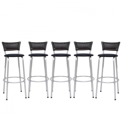 Banqueta Cyber Estrutura Prata Junco Preto Alta 70 Toda Desmontada kit 5 - Itagold