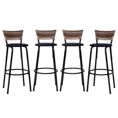 Banqueta Cyber Estrutura Preta Junco Cappuccino Alta Toda Desmontada kit 4 - Itagold