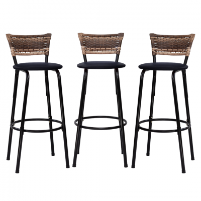 Banqueta Cyber Estrutura Preto Junco Cappuccino Alta Toda Desmontada kit 3 - Itagold