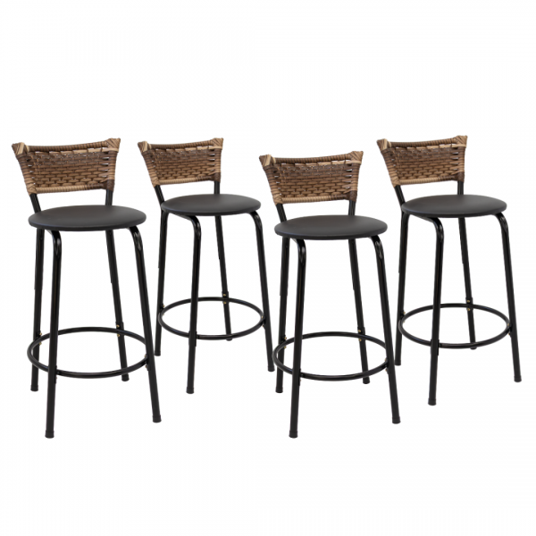 Banqueta Cyber Estrutura Preta Junco Cappuccino 60cm Toda Desmontada Kit 4 - Itagold