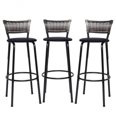 Banqueta Cyber Estrutura Preto Junco Degrade Alta 70 Toda Desmontada kit 3 - Itagold