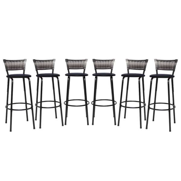Banqueta Cyber Estrutura Preto Junco Degrade Alta 70 Toda Desmontada kit 6 - Itagold