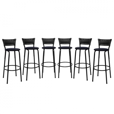 Banqueta Cyber Estrutura Preto Junco Preto Alta Toda Desmontada kit 6 - Itagold