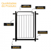 Portão Pet Grade Segurança Cercado Cão Bebê 70x80 Com 1 Extensor de 05cm + 1 Extensor de 30cm Itagold