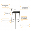 Banqueta Atlanta Estrutura Cromada Alta Montada 70cm - Itagold