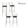 Kit 5 Banquetas Atlanta Estrutura Cromada Alta Montada 70cm - Itagold