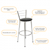 Kit 6 Banquetas Atlanta Estrutura Cromada Alta Montada 70cm - Itagold