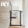 Portão Pet Grade Segurança Cercado Cão Bebê 70x80 Com 1 Extensor de 10cm + 1 Extensor de 30cm Itagold