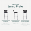 Banqueta Cyber Estrutura Prata Junco Preto Alta 70 Toda Desmontada kit 4 - Itagold