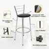 Kit 2 Banquetas Atlanta Estrutura Cromada Alta Montada 70cm - Itagold