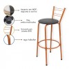 Banqueta Flórida Estrutura Cobre Alta 70cm Toda Desmontada kit 2 - Itagold