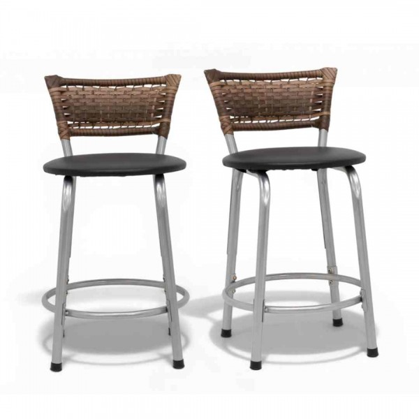 Banqueta Cyber Estrutura Prata Junco Capuccino Baixa 45 Desmontada Kit 2 - Itagold