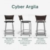 Banqueta Cyber Estrutura Prata Junco Argila Baixa 45 Desmontada Kit 6 - Itagold